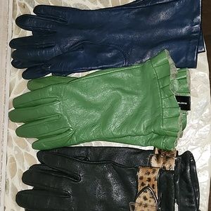 Three pair of genuine leather gloves.